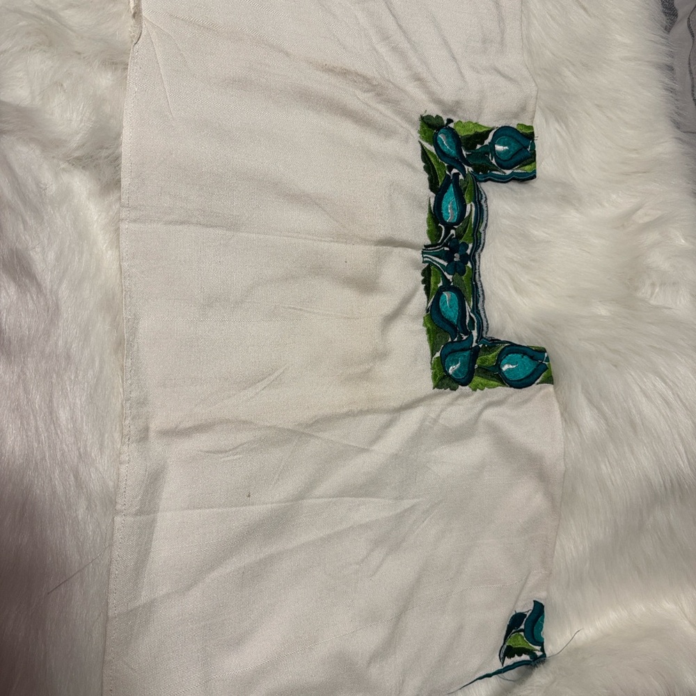 Colorful Zigzag Huipil Blouse in Purple and Green